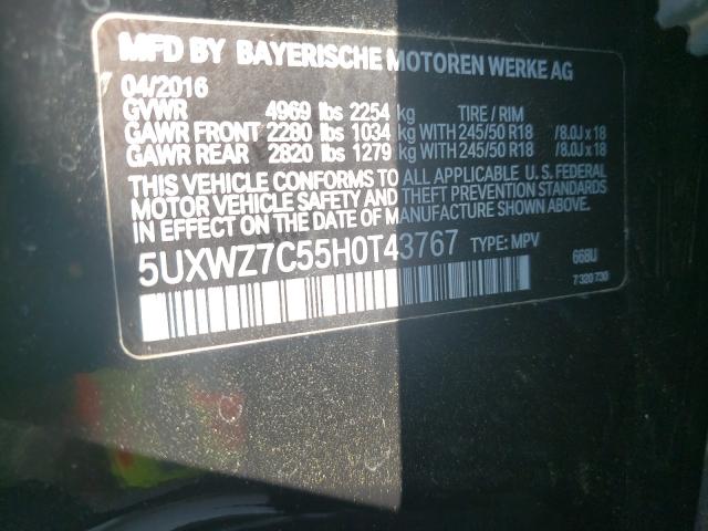 2017 BMW X3 SDRIVE2 5UXWZ7C55H0T43767