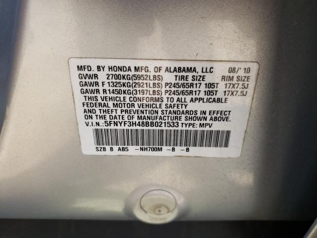 2011 HONDA PILOT EX 5FNYF3H48BB021533