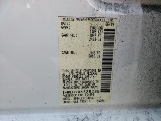2019 NISSAN ALTIMA PLA 1N4BL4FV3KN328289
