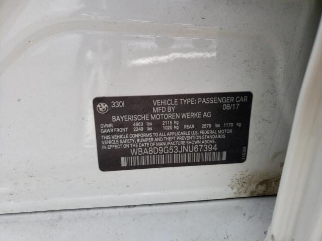2018 BMW 330 XI WBA8D9G53JNU67394