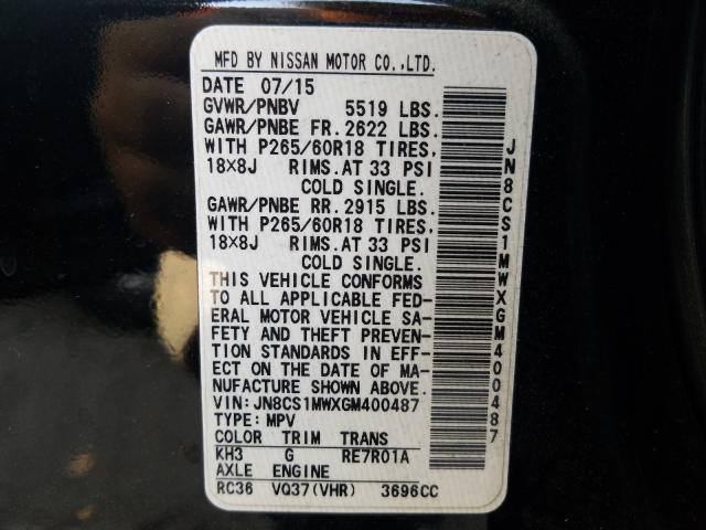 2016 INFINITI QX70 JN8CS1MWXGM400487