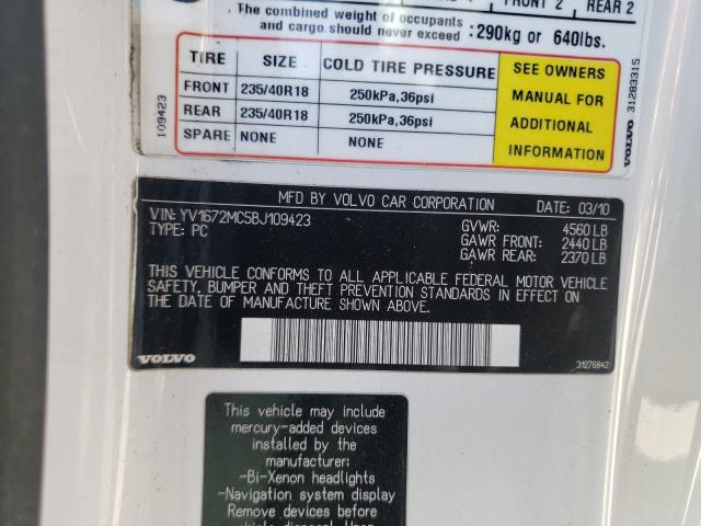 2011 VOLVO C70 T5 YV1672MC5BJ109423