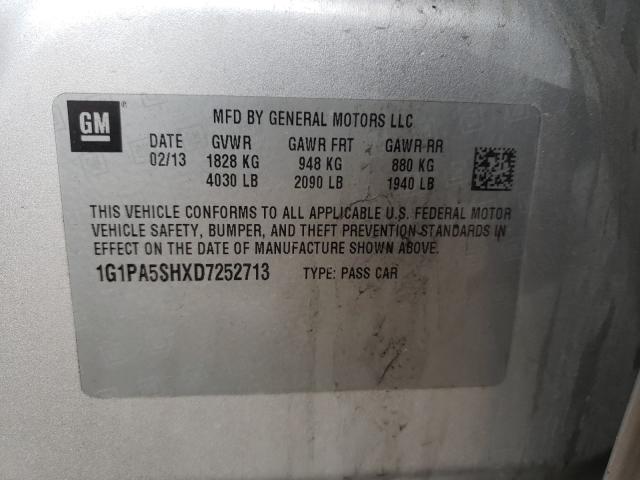 1G1PA5SHXD7252713 Chevrolet Cruze Ls 2013. Фото: 9