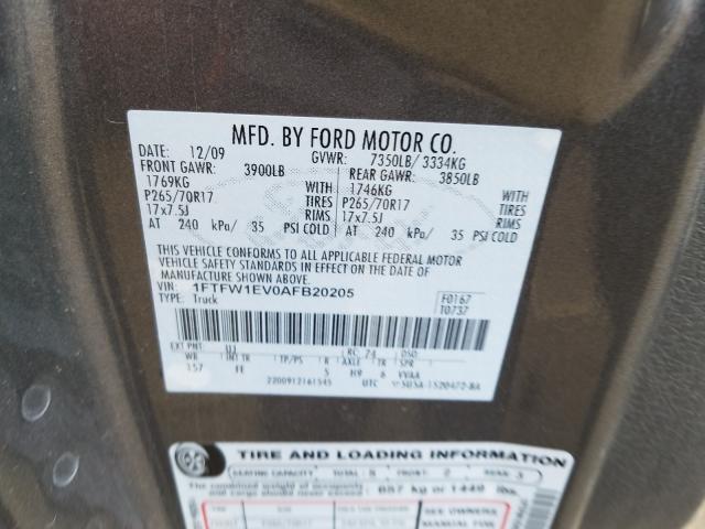2010 FORD F150 SUPER 1FTFW1EV0AFB20205