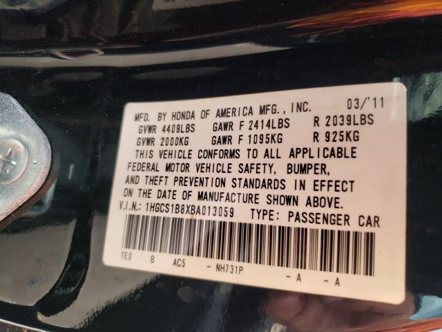 2011 HONDA ACCORD EXL 1HGCS1B8XBA013059