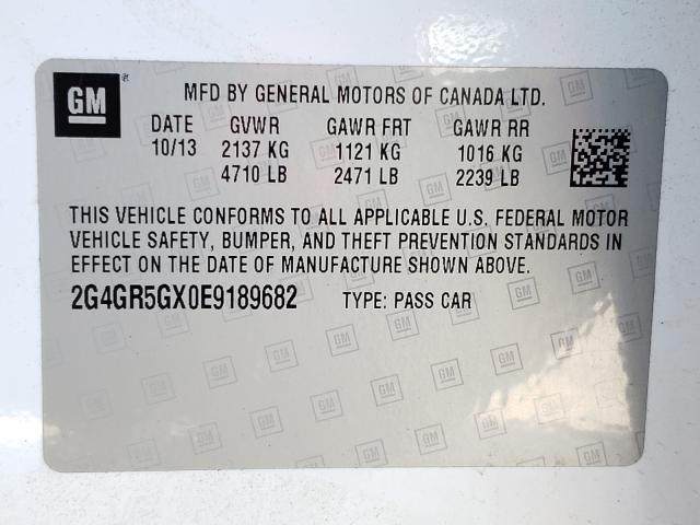 2014 BUICK REGAL PREM 2G4GR5GX0E9189682