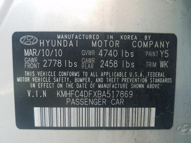 2011 HYUNDAI AZERA GLS KMHFC4DFXBA517869