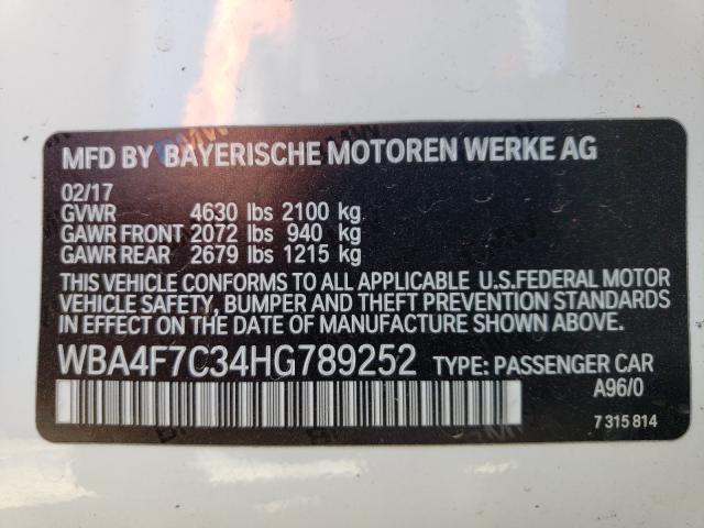 2017 BMW 430I GRAN WBA4F7C34HG789252