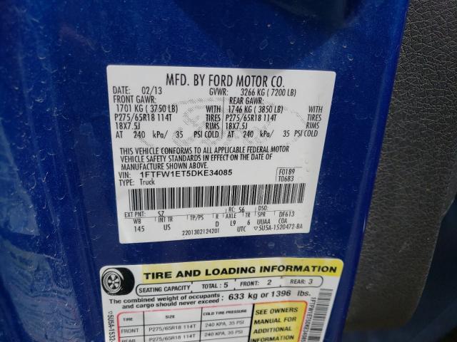 2013 FORD F150 SUPER 1FTFW1ET5DKE34085