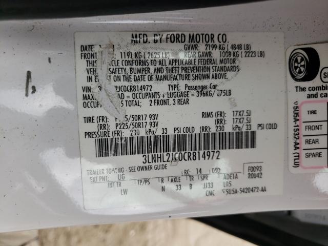 2012 LINCOLN MKZ 3LNHL2JC0CR814972