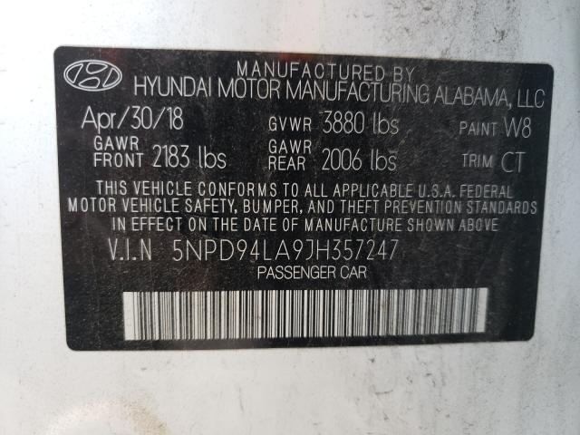 2018 HYUNDAI ELANTRA EC 5NPD94LA9JH357247