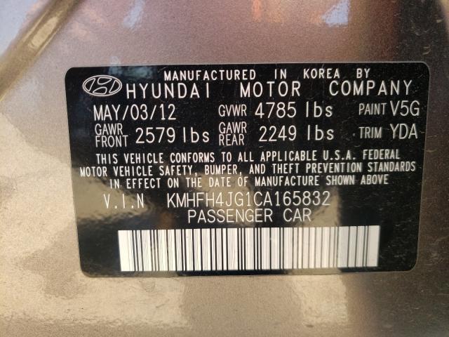 2012 HYUNDAI AZERA GLS KMHFH4JG1CA165832