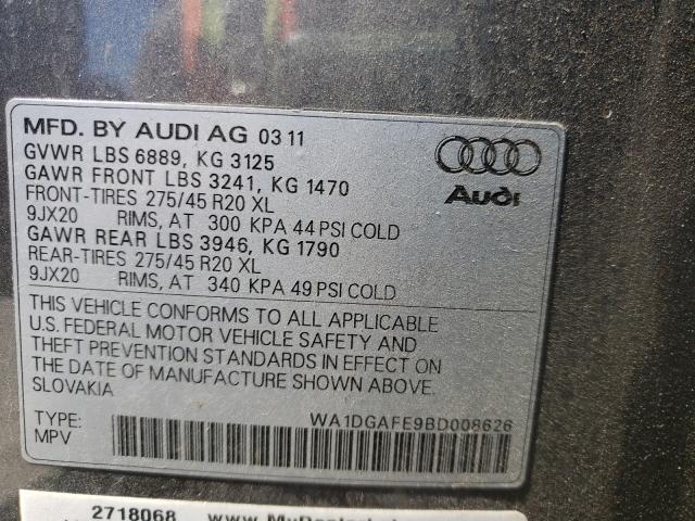 2011 AUDI Q7 PRESTIG WA1DGAFE9BD008626