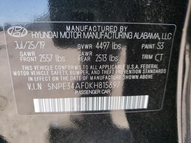 2019 HYUNDAI SONATA LIM 5NPE34AF0KH815697