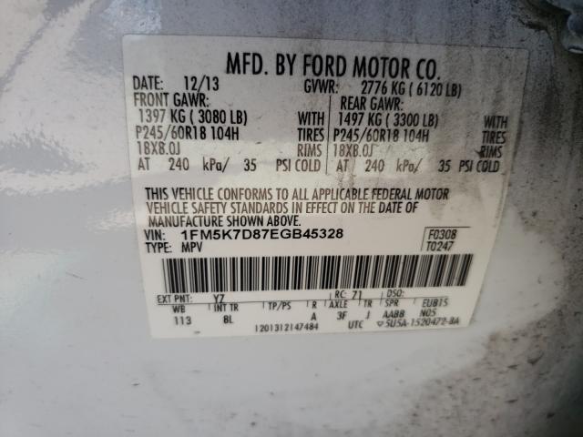 2014 FORD EXPLORER X 1FM5K7D87EGB45328