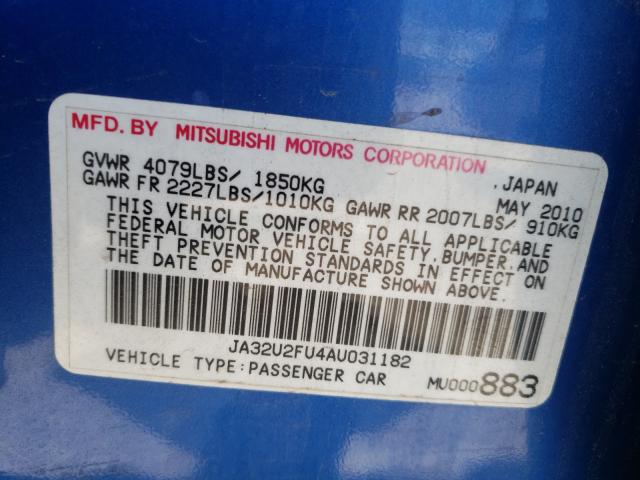 2010 MITSUBISHI LANCER JA32U2FU4AU031182