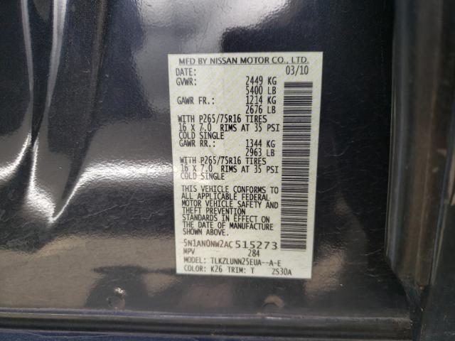 2010 NISSAN XTERRA OFF 5N1AN0NW2AC515273
