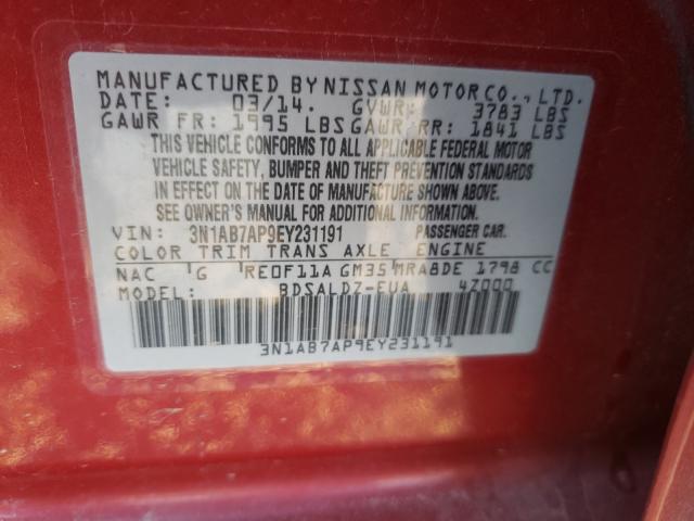 2014 NISSAN SENTRA S 3N1AB7AP9EY231191