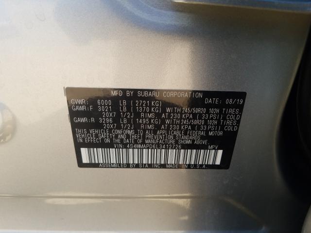 2020 SUBARU ASCENT LIM 4S4WMAPD6L3412726