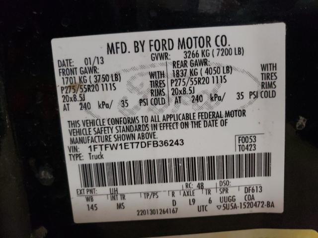 2013 FORD F150 SUPER 1FTFW1ET7DFB36243