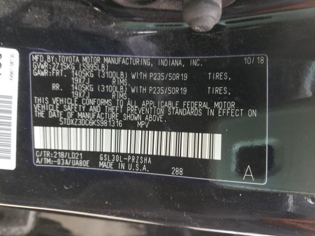 2019 TOYOTA SIENNA SE 5TDXZ3DC6KS981316