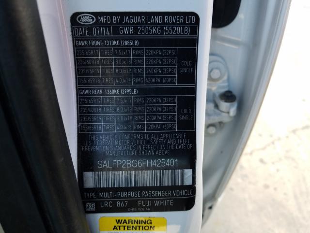 2015 LAND ROVER LR2 SE SALFP2BG6FH425401