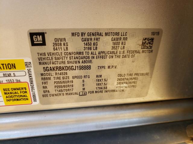 2016 BUICK ENCLAVE 5GAKRBKD6GJ198888