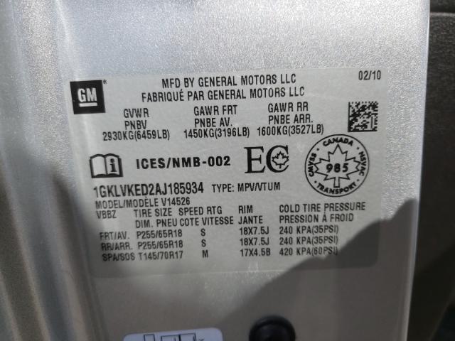 2010 GMC ACADIA SL 1GKLVKED2AJ185934