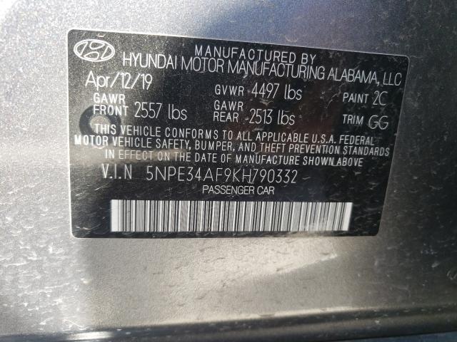 2019 HYUNDAI SONATA LIM 5NPE34AF9KH790332