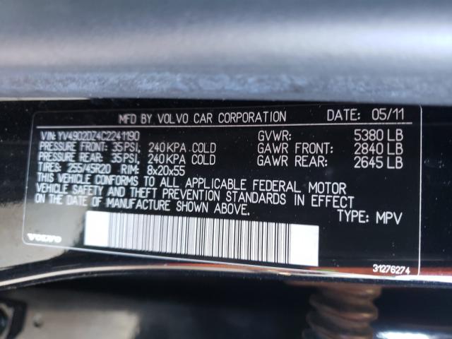 2012 VOLVO XC60 T6 YV4902DZ4C2241190