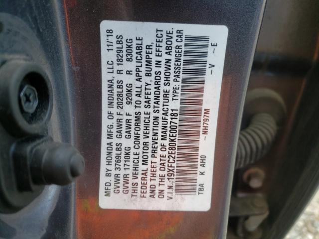 2019 HONDA CIVIC SPOR 19XFC2E80KE007181