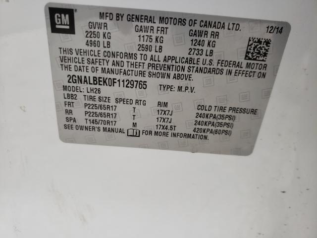 2015 CHEVROLET EQUINOX LT 2GNALBEK0F1129765