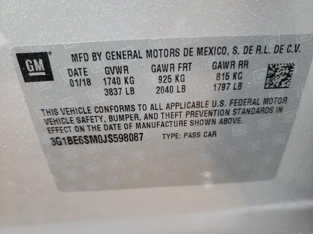 2018 CHEVROLET CRUZE LT 3G1BE6SM0JS598087