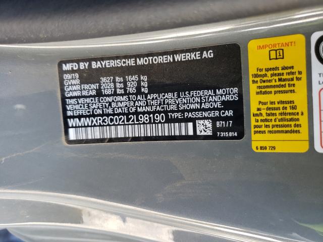 2020 MINI COOPER WMWXR3C02L2L98190