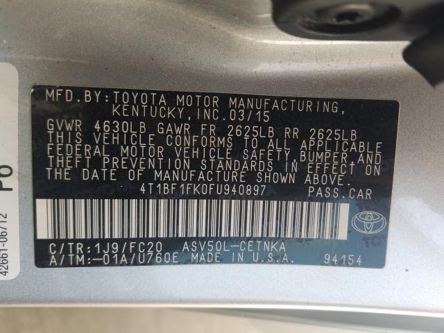 2015 TOYOTA CAMRY LE 4T1BF1FK0FU940897