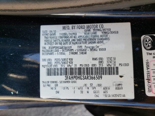 2010 FORD FUSION SE 3FAHP0HG3AR366509