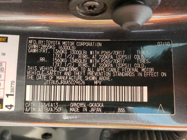 2010 TOYOTA 4RUNNER SR JTEBU5JRXA5029626
