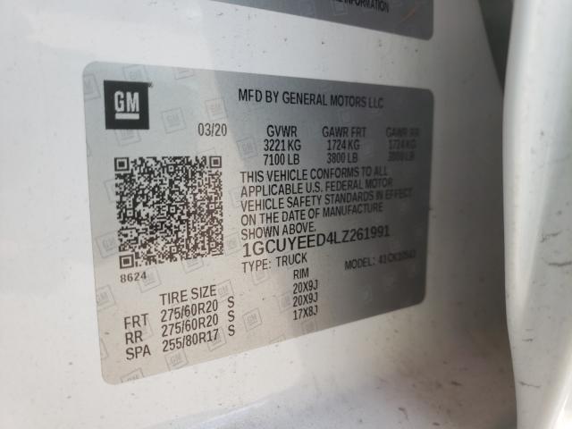 2020 CHEVROLET SILVERADO 1GCUYEED4LZ261991