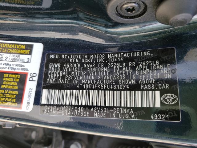 2015 TOYOTA CAMRY LE 4T1BF1FK5FU481074