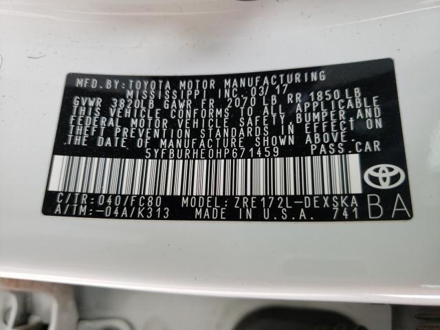 2017 TOYOTA COROLLA L 5YFBURHE0HP671459