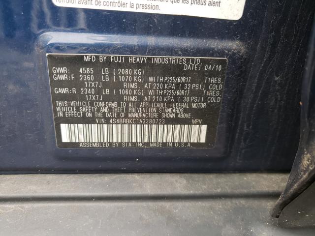 2010 SUBARU OUTBACK 2. 4S4BRBKC1A3380723