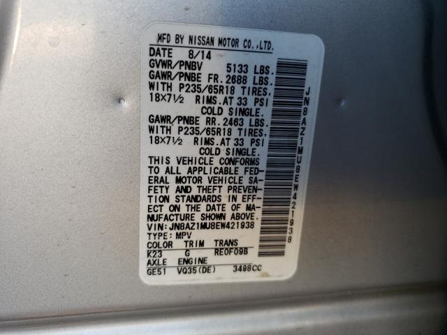 2014 NISSAN MURANO S JN8AZ1MU8EW421938