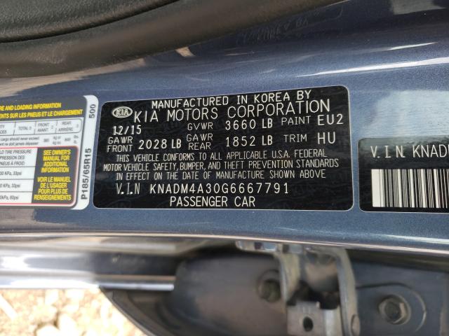 2016 KIA RIO KNADM4A30G6667791
