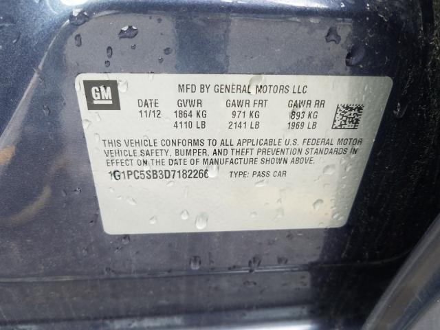 2013 CHEVROLET CRUZE LT 1G1PC5SB3D7182266