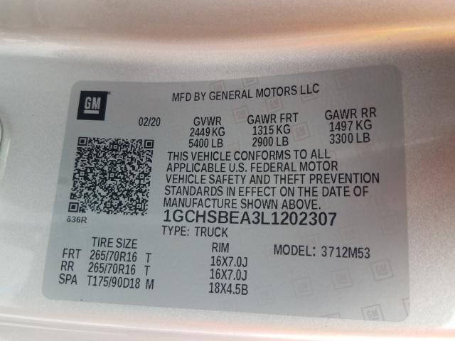 2020 CHEVROLET COLORADO 1GCHSBEA3L1202307