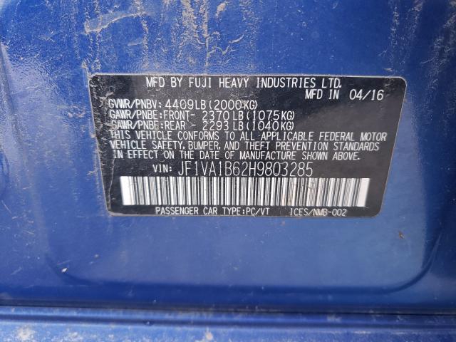 2017 SUBARU WRX JF1VA1B62H9803285