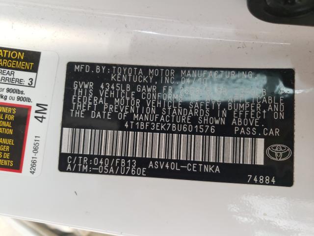 2011 TOYOTA CAMRY BASE 4T1BF3EK7BU601576