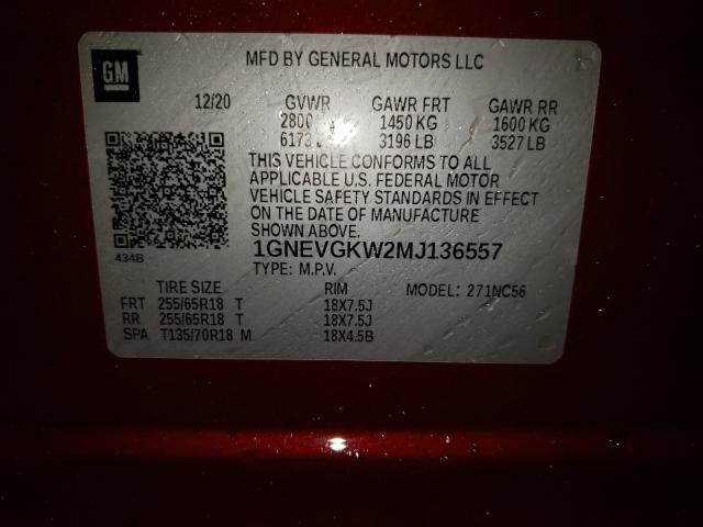 2021 CHEVROLET TRAVERSE L 1GNEVGKW2MJ136557