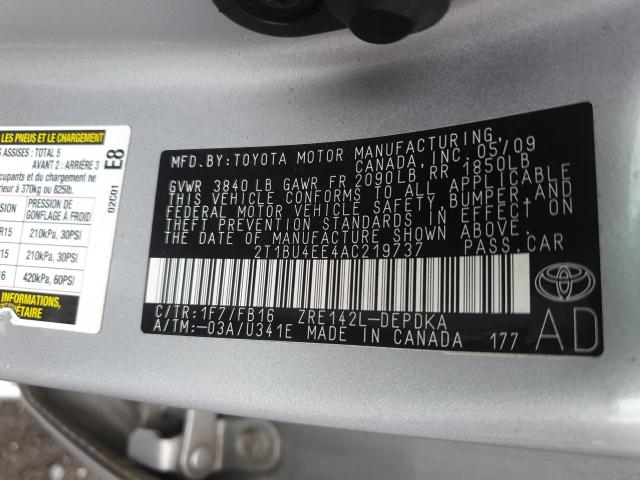 2010 TOYOTA COROLLA BA 2T1BU4EE4AC219737
