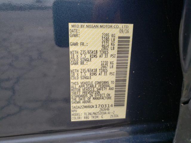 2016 NISSAN MURANO S 5N1AZ2MH6GN170314
